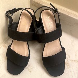 Nicole Miller New York Raizy Dual Starp block heel in black suede sandals